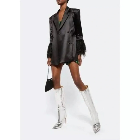 Schutz Mary Metallic Knee High Boot in Prata Size 8 - Picture 2 of 5